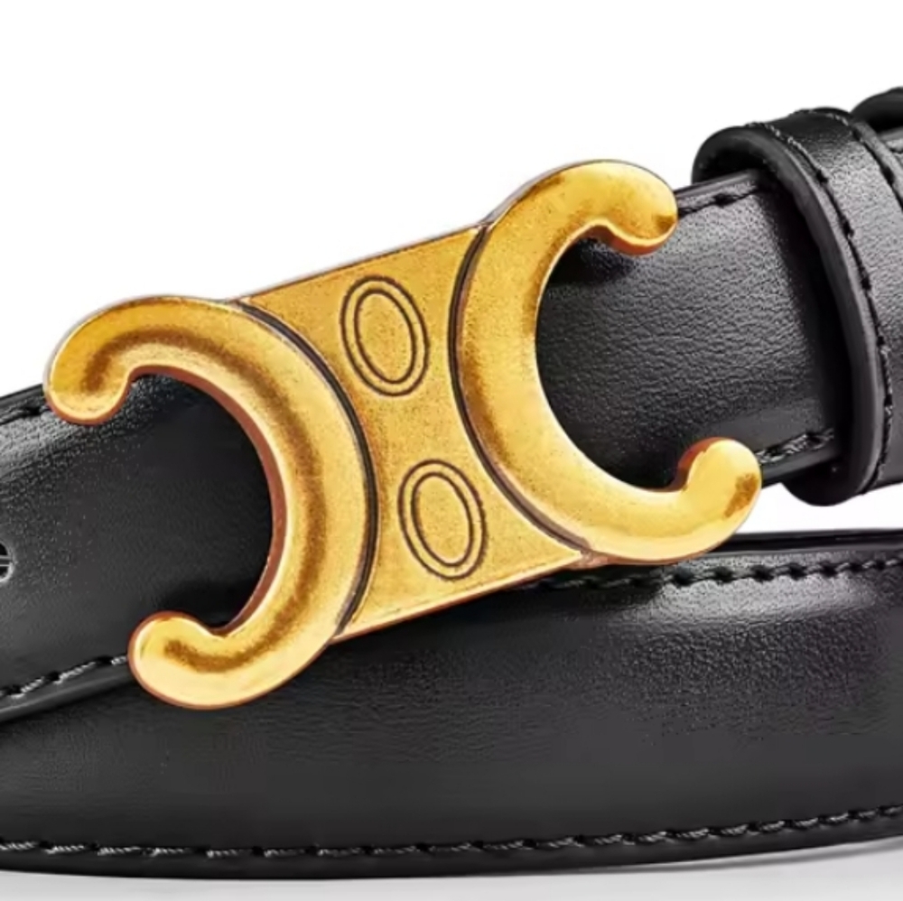 New Black Leather Belt With Gold Tone Hardware | NWOT - Picture 3 of 13